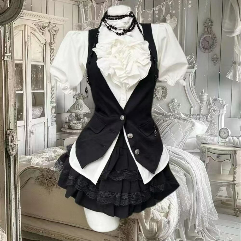 Vintage Flannel Shirt - Y2k Estetico Lolita Style Dolce Set
