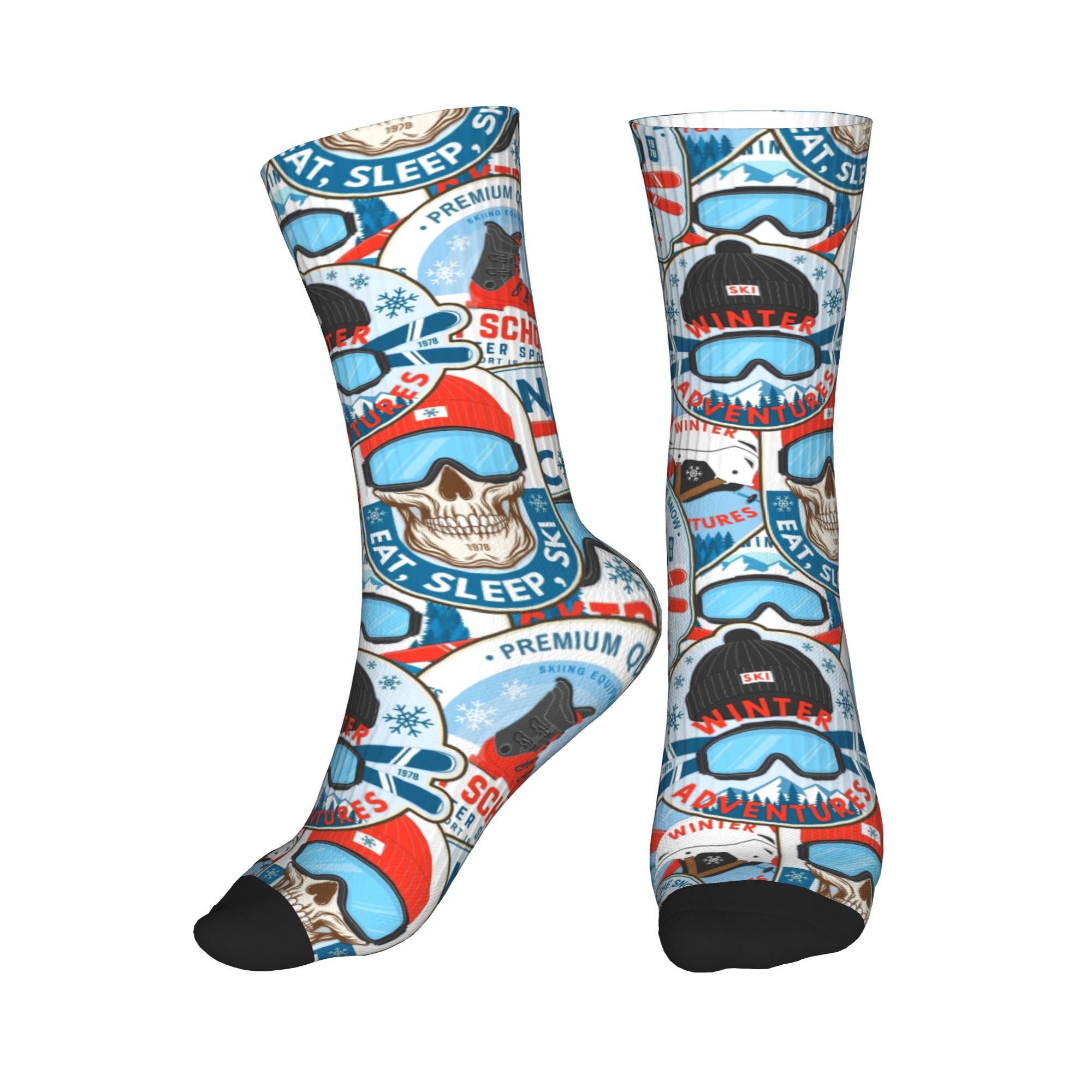 Vintage Fashion Prints - Calzini vintage rosso blu Ski Club