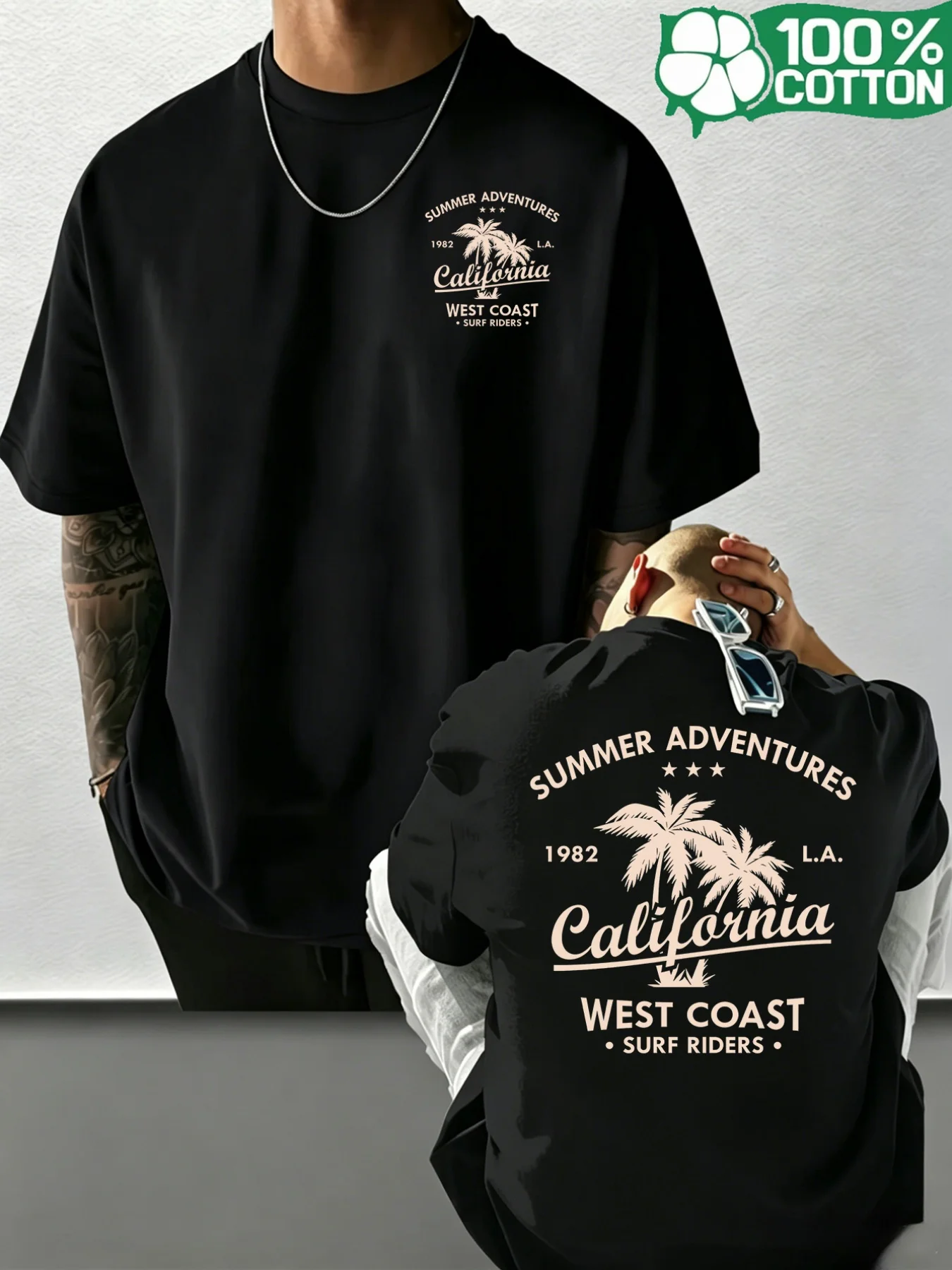 Vintage Flannel Shirt - T-Shirt da Uomo California 100% Cotone,