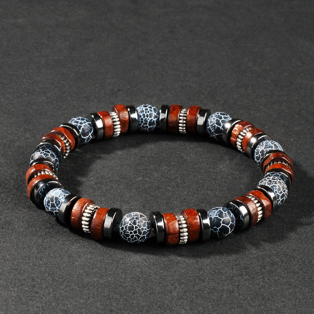 Vintage Fashion Outfits Men - Bracciale in agata anticata da uomo,