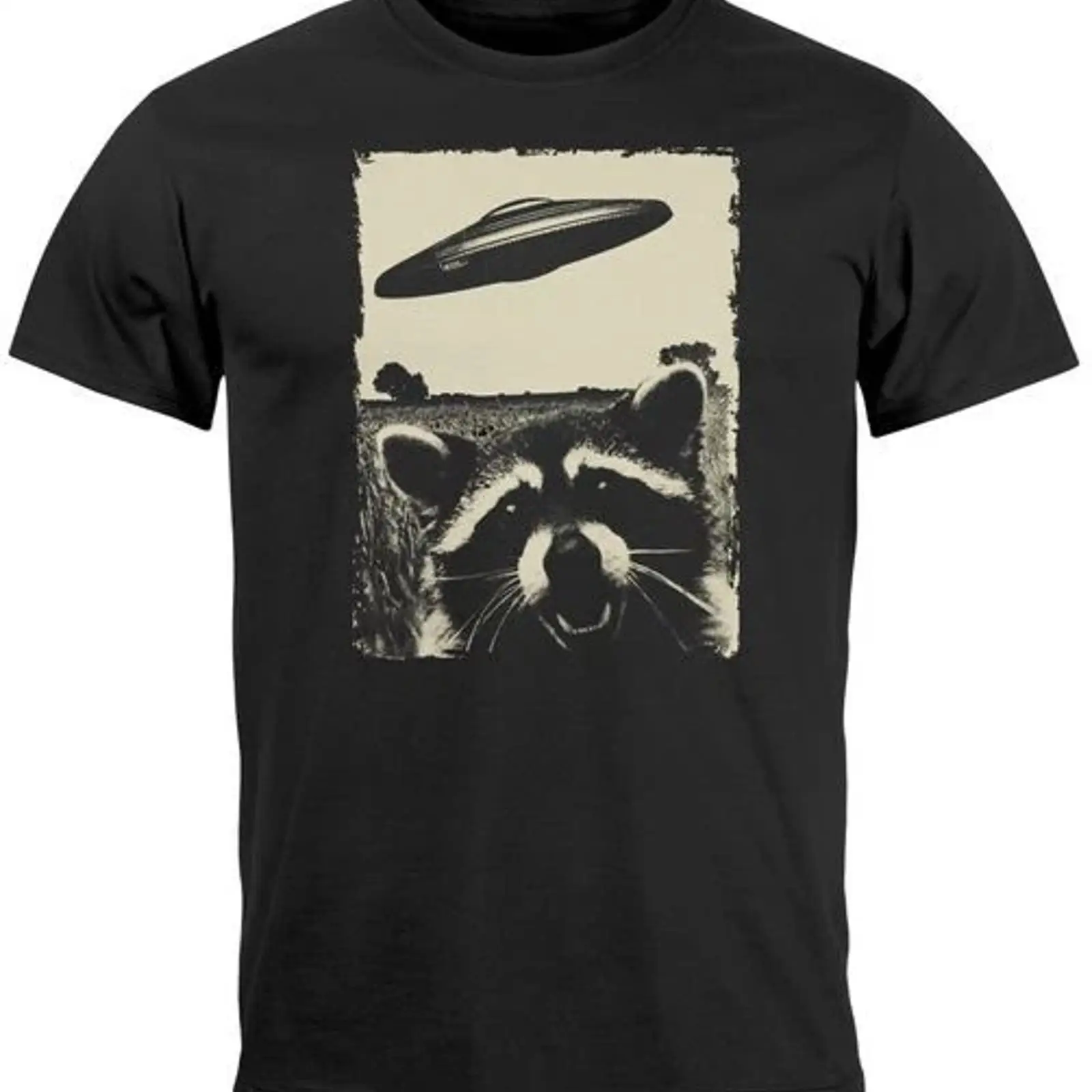 Vintage Fashion Herren - T-shirt da uomo UFO Orso da