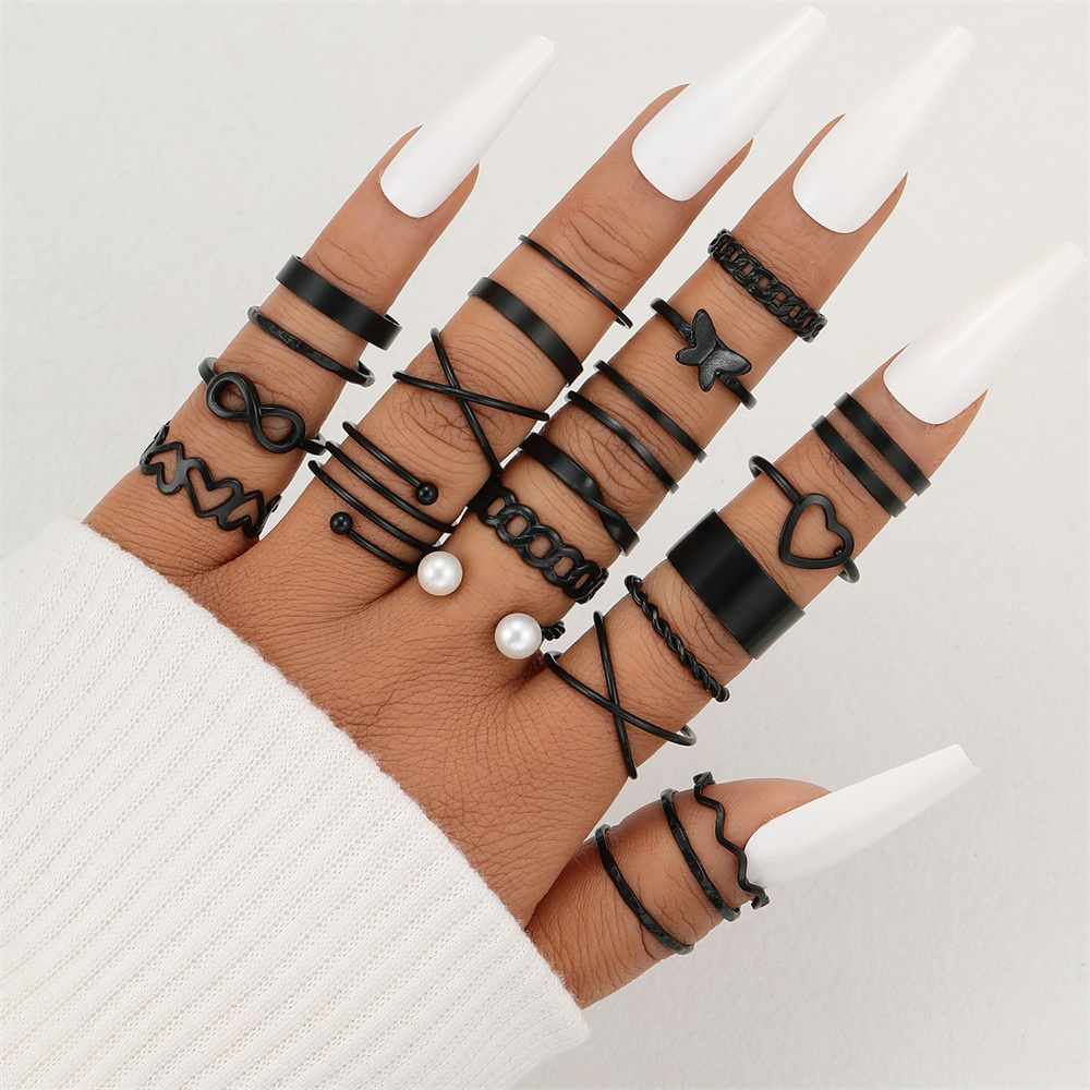 Vintage Urban Fashion - 22pcs Vintage Hollow Heart Butterfly Rings