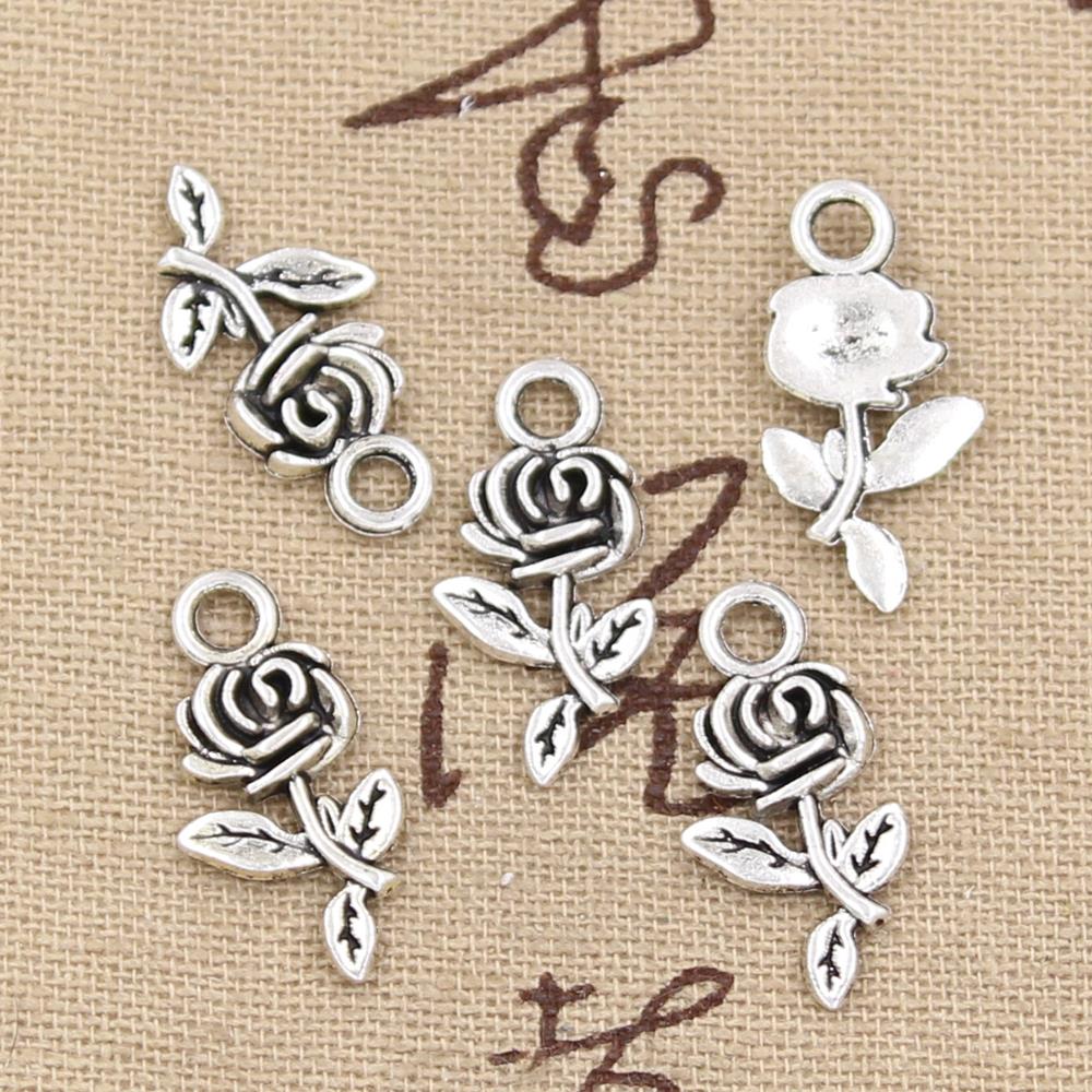 Vintage Urban Fashion - 20 pezzi Charms fiore rosa 21x13mm