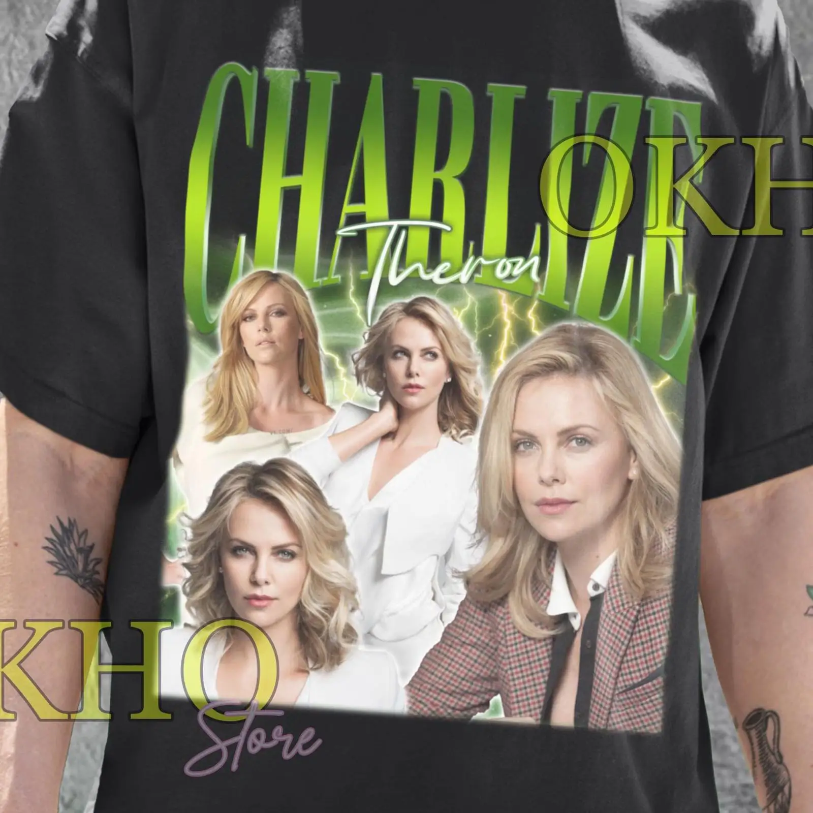 Vintage Fashion Collage - T-shirt Collage Charlize Theron vintage lavata,