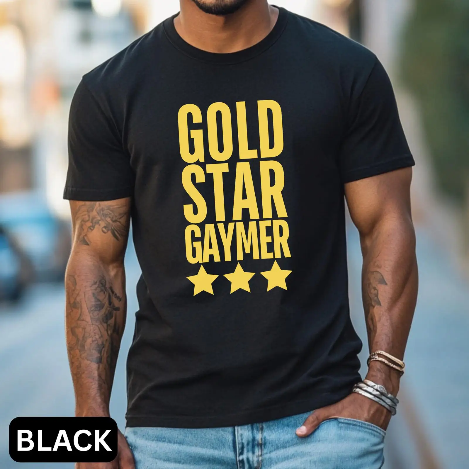 Vintage Queer Fashion - Maglietta Gold Star Gaymer LGBT Gaming
