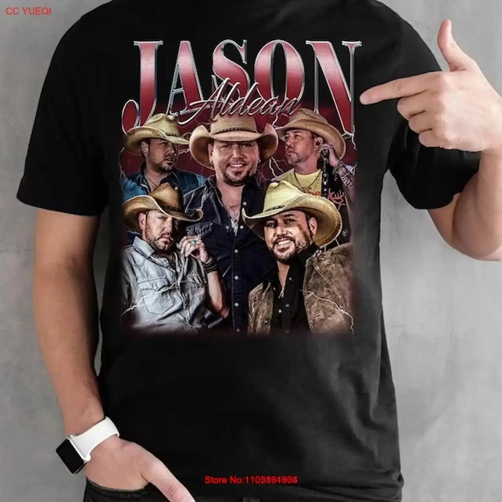 Vintage Fashion Collage - Jason Aldean VTG collage maglietta nera