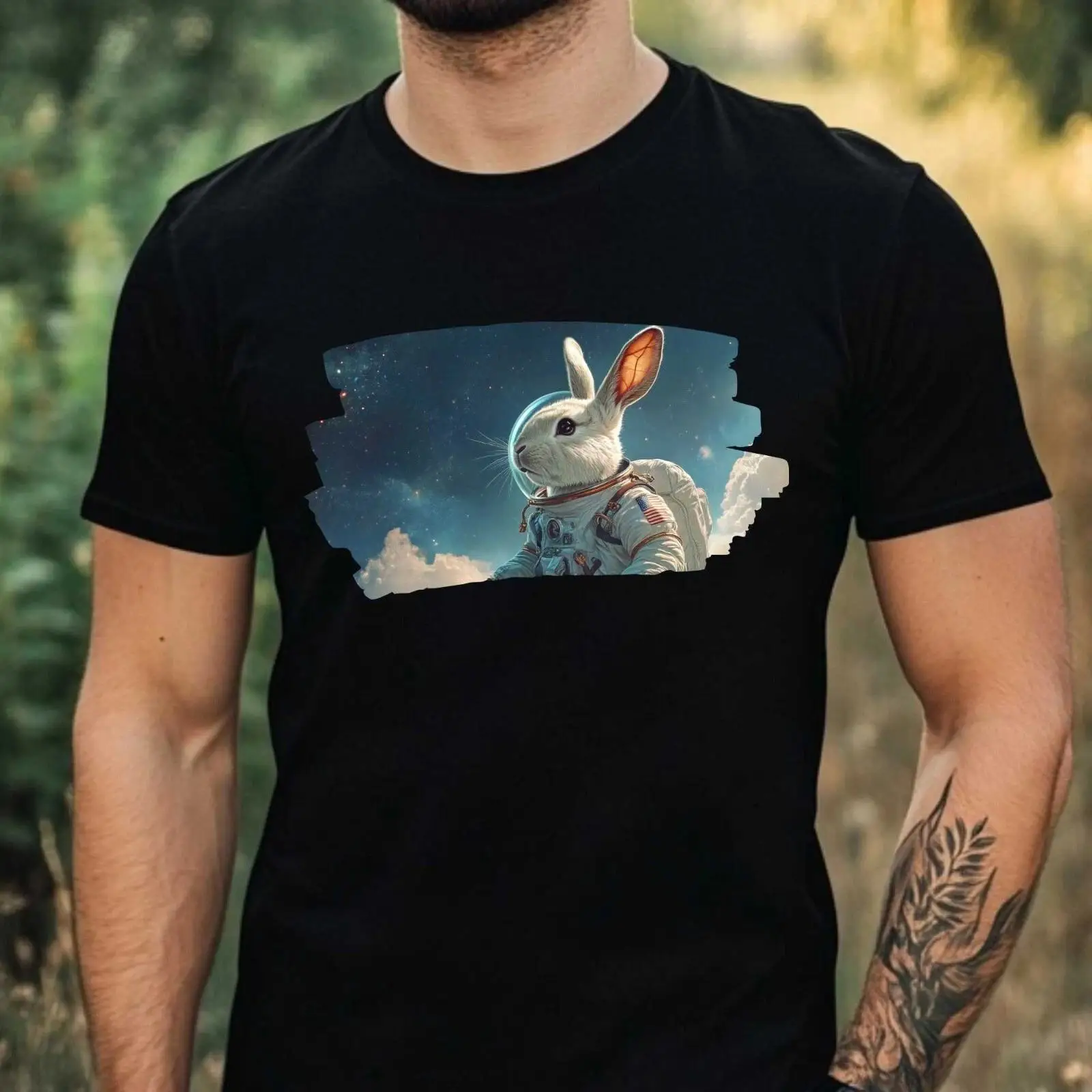 Vintage Fashion Herren - T-shirt da uomo con motivo coniglio